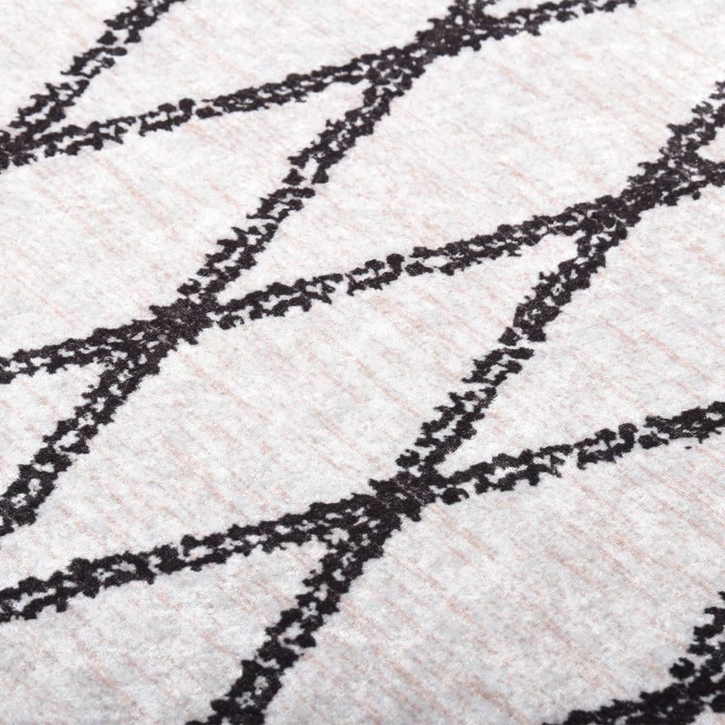 vidaXL paklājs, 190x300 cm, melns ar baltu, mazgājams, neslīdošs