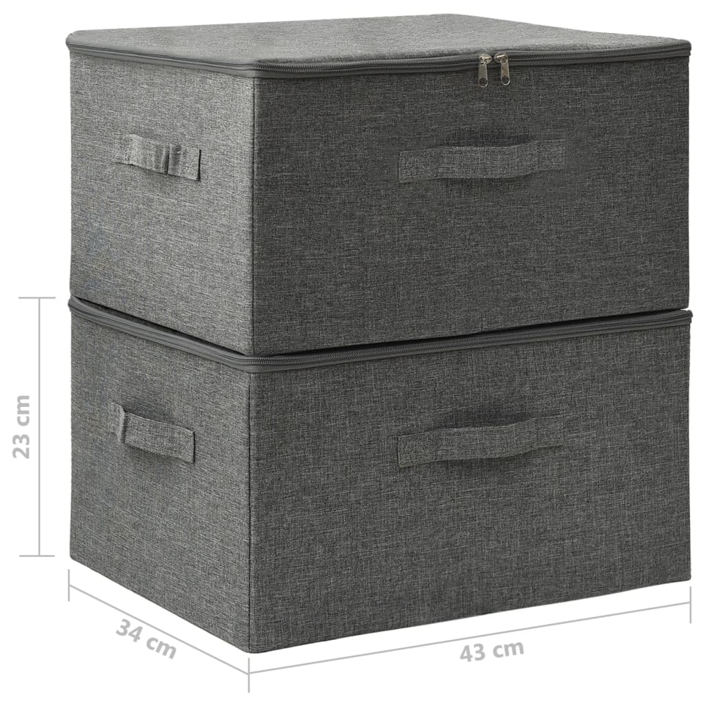 vidaXL uzglabāšanas kastes, 2 gab., 43x34x23 cm, audums, pelēkas