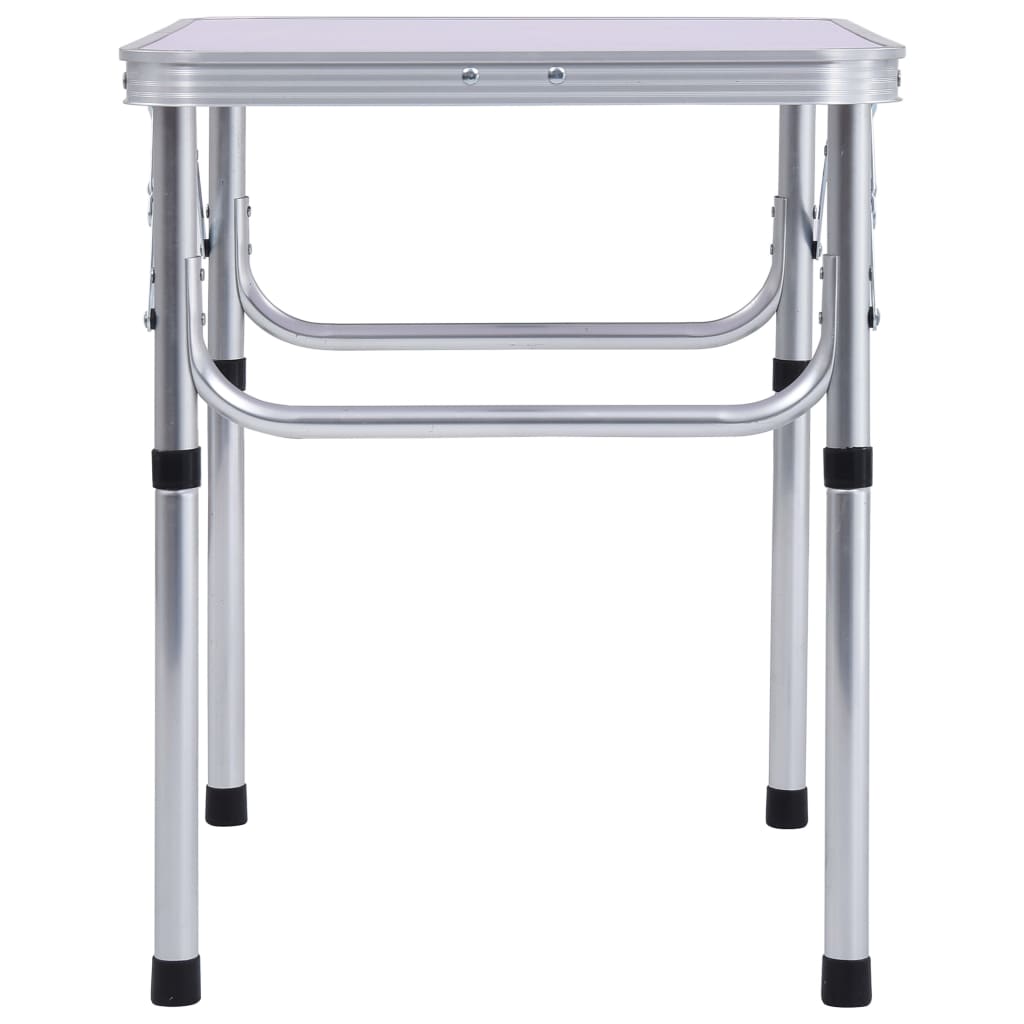 vidaXL saliekams kempinga galds, balts alumīnijs, 60x45 cm