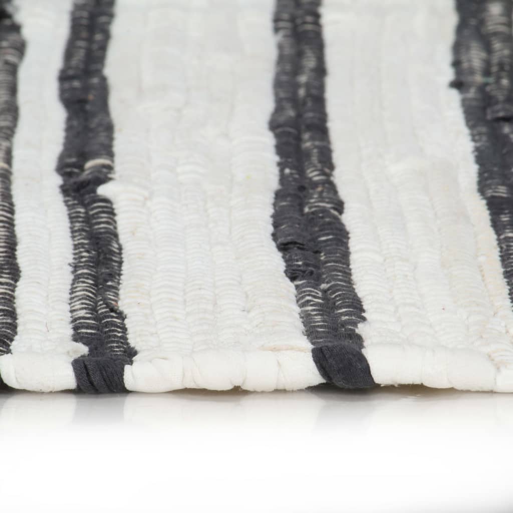 vidaXL Chindi paklājs, pelēkbalts, 160x230 cm, pīts ar rokām, kokvilna