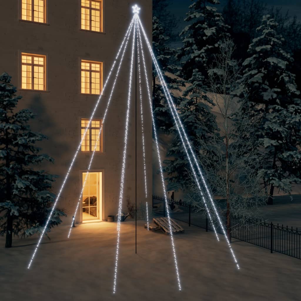 vidaXL Ziemassvētku koka gaismiņas, 1300 LED, 8 m, vēsi baltas