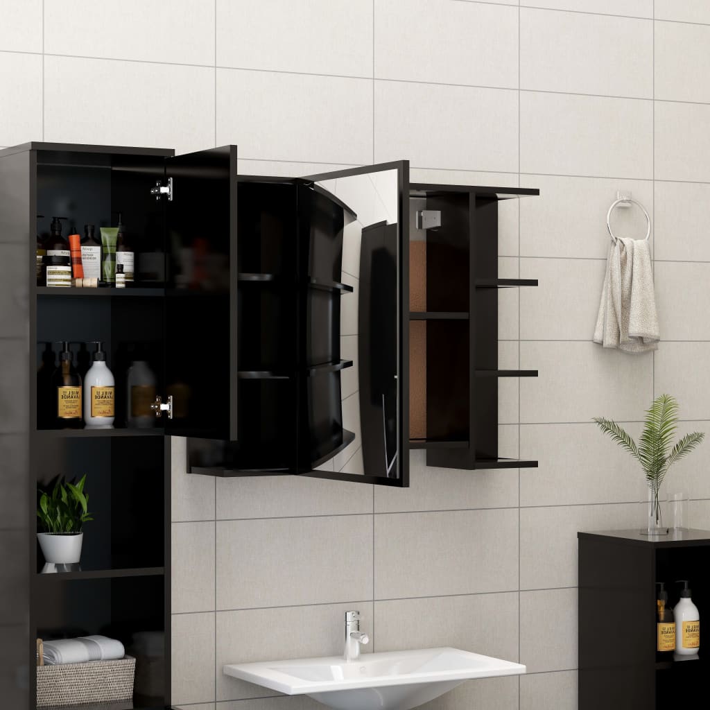 vidaXL vannasistabas spoguļskapītis, melns, 80x20,5x64 cm
