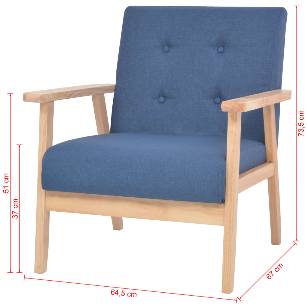 vidaXL atpūtas krēsls, zils audums