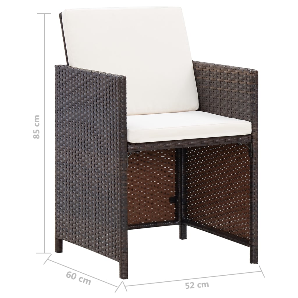 vidaXL 4-daļīgs dārza krēslu un soliņu komplekts, brūna PE rotangpalma