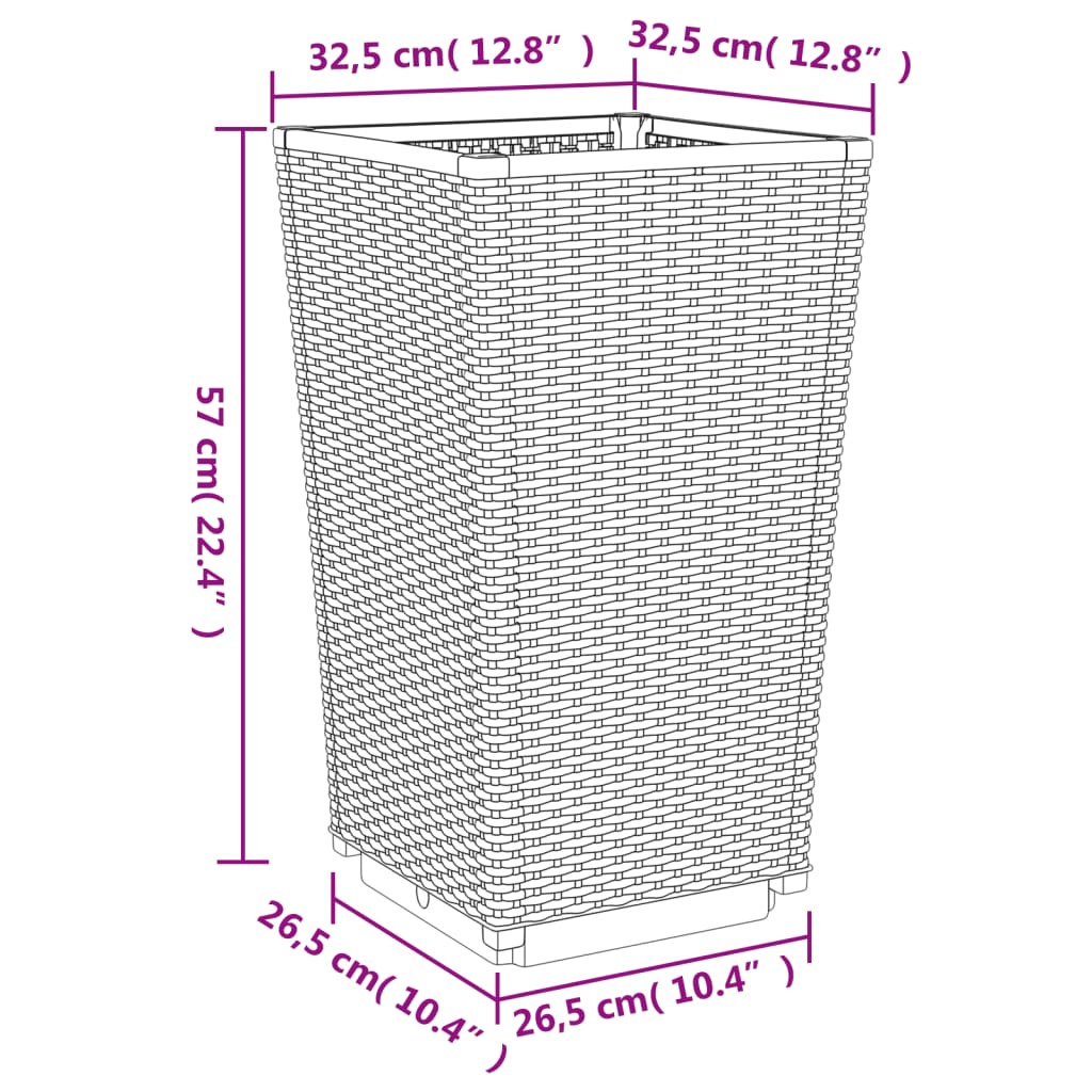 vidaXL dārza puķu kastes, 4 gab., baltas, 32,5x32,5x57 cm, PP