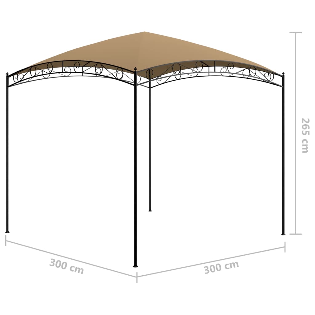 vidaXL dārza nojume, 3x3x2,65 m, pelēkbrūna, 180 g/m²