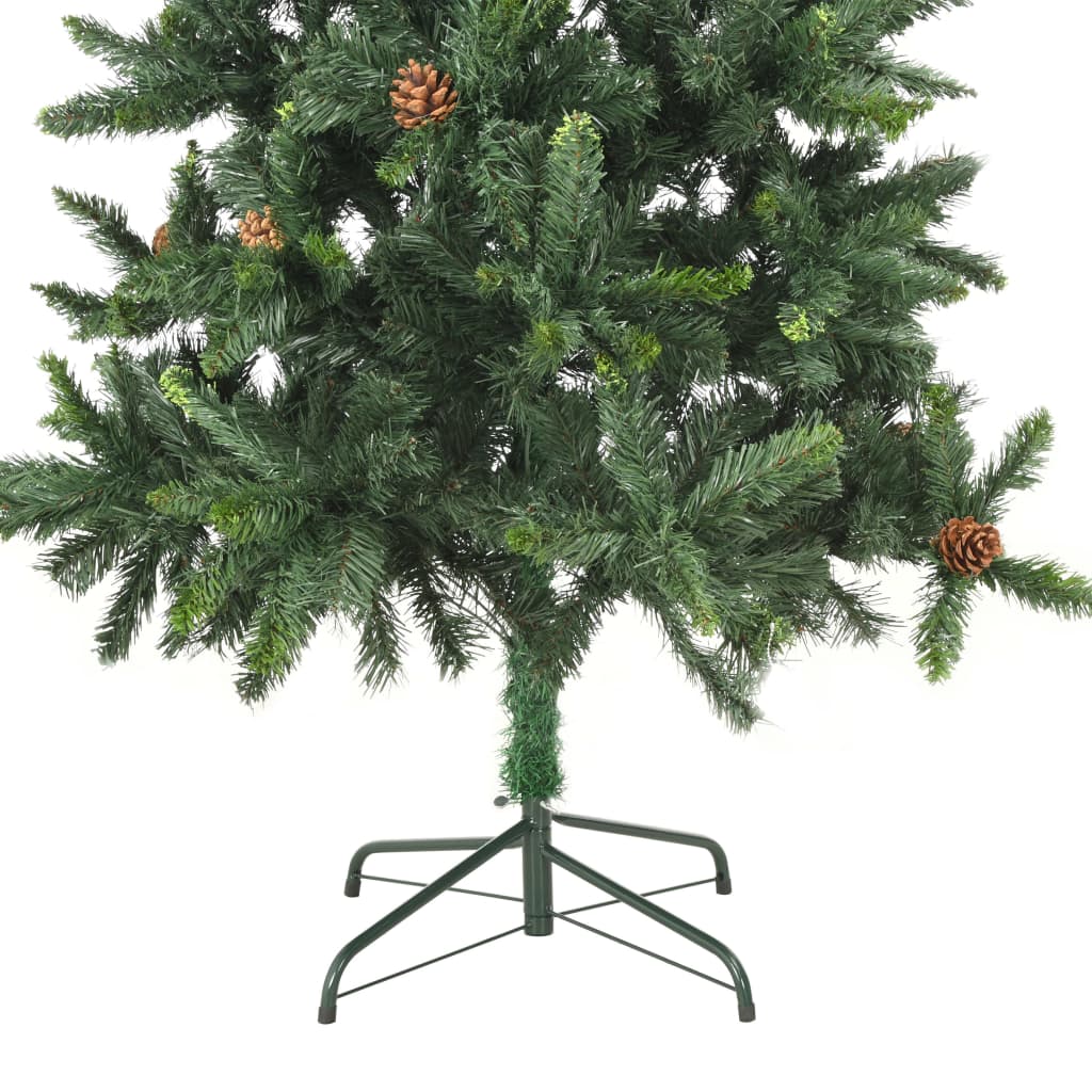 vidaXL mākslīgā Ziemassvētku egle, priežu čiekuri, 180 cm, zaļa