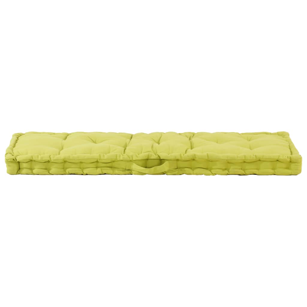 vidaXL palešu dīvānu spilvens, zaļš, 120x40x7 cm, kokvilna