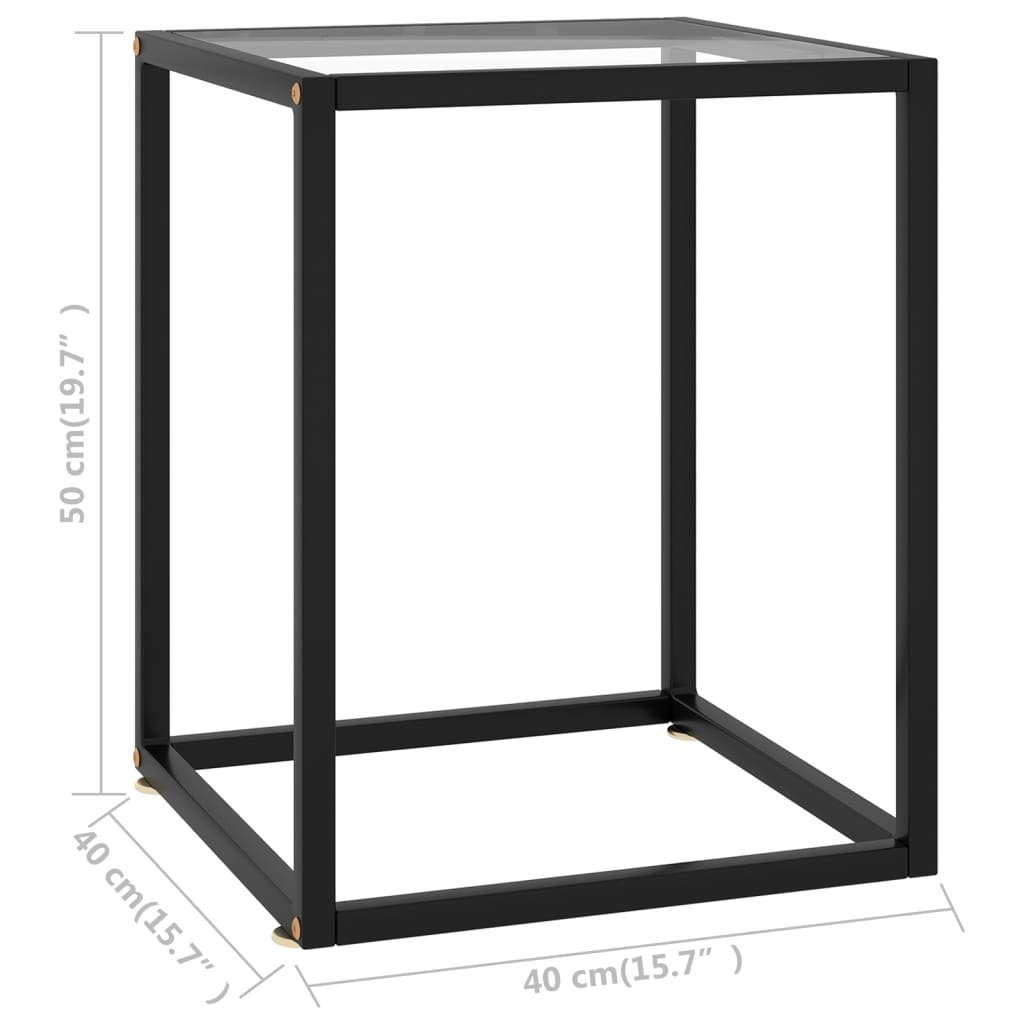 vidaXL kafijas galdiņš, melns, 40x40x50 cm, rūdīts stikls
