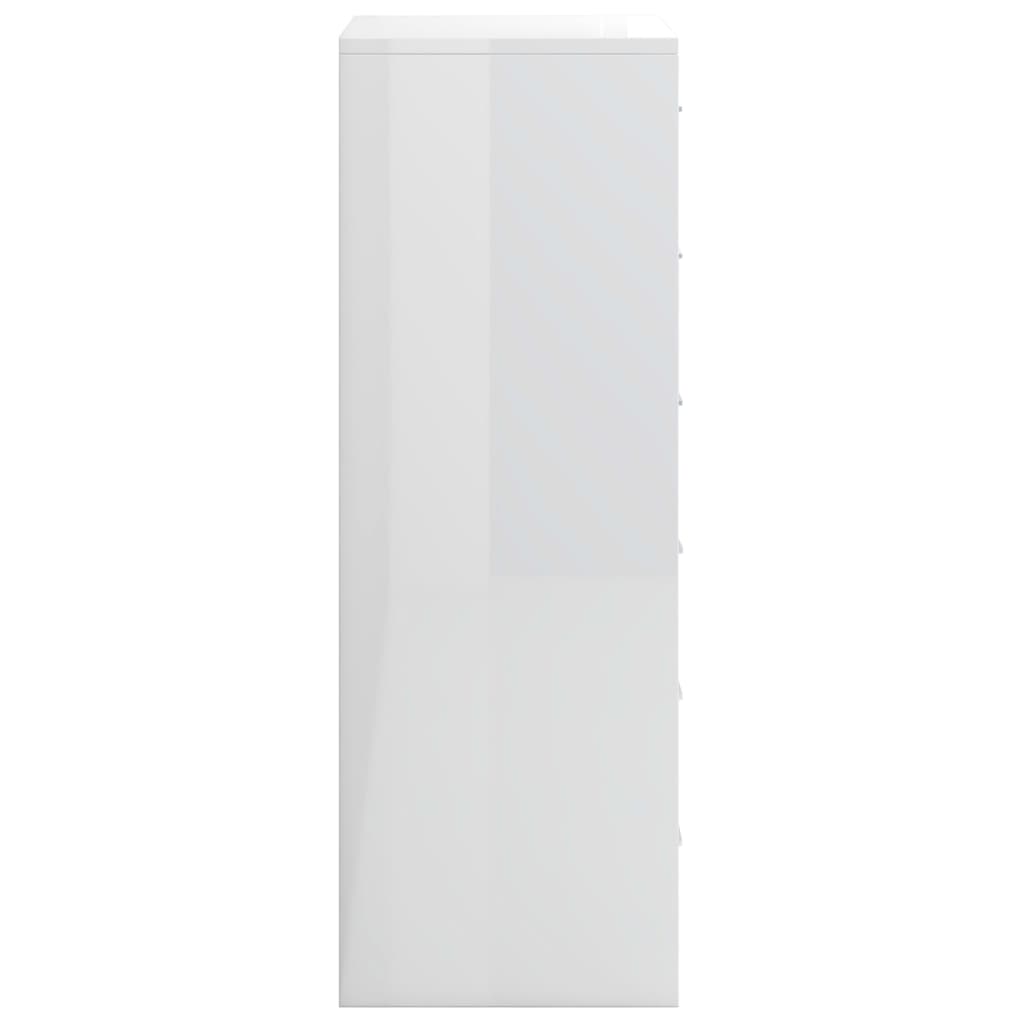 vidaXL kumode ar 6 atvilktnēm, balta, 50x34x96 cm, kokskaidu plāksne