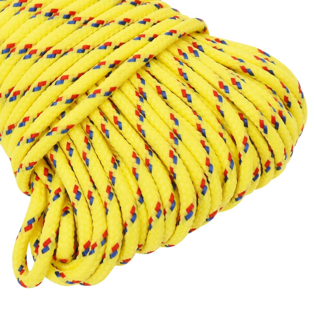 vidaXL laivu virve, dzeltena, 5 mm, 25 m, polipropilēns