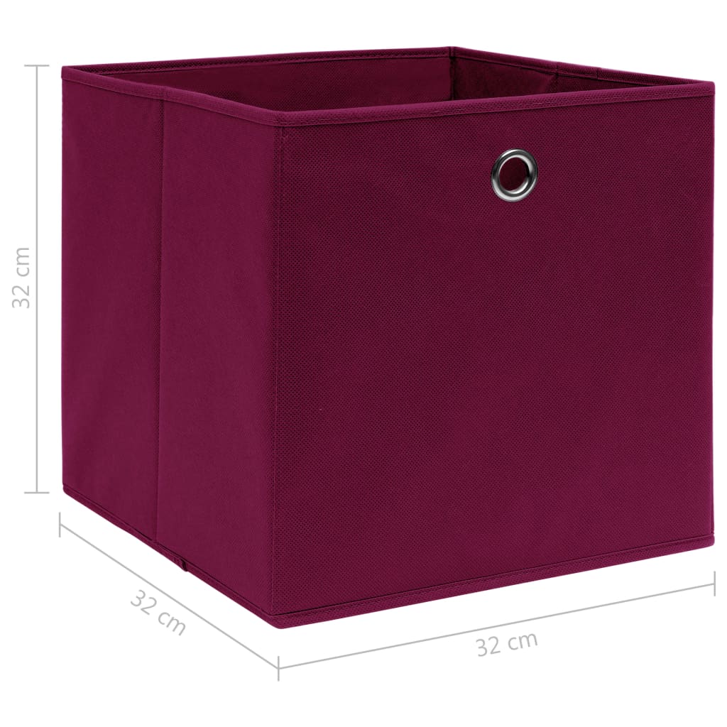 vidaXL uzglabāšanas kastes, 4 gab., 32x32x32 cm, tumši sarkans audums