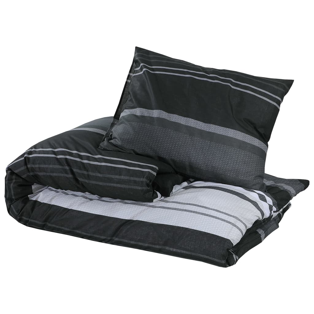 vidaXL gultasveļas komplekts, melns un balts, 200x220 cm, kokvilna