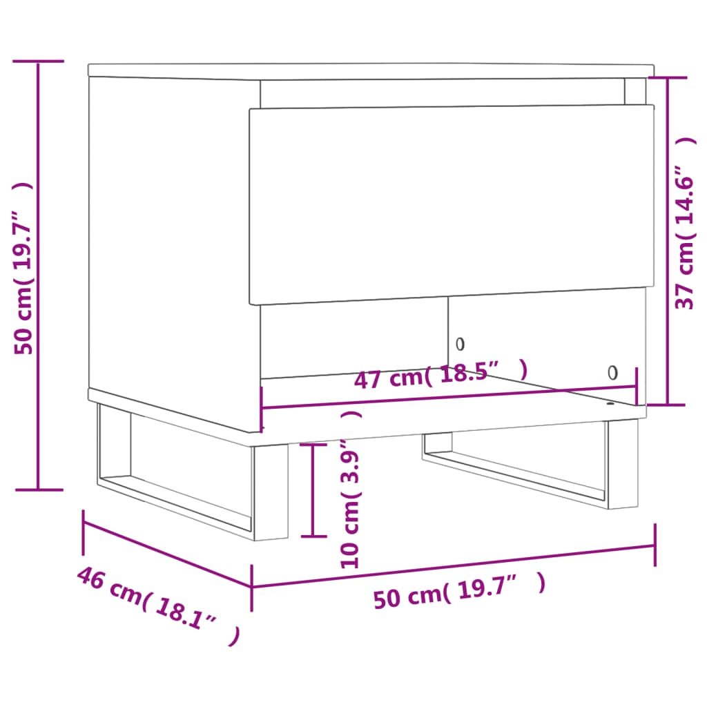 vidaXL kafijas galdiņš, balts, 50x46x50 cm, inženierijas koks
