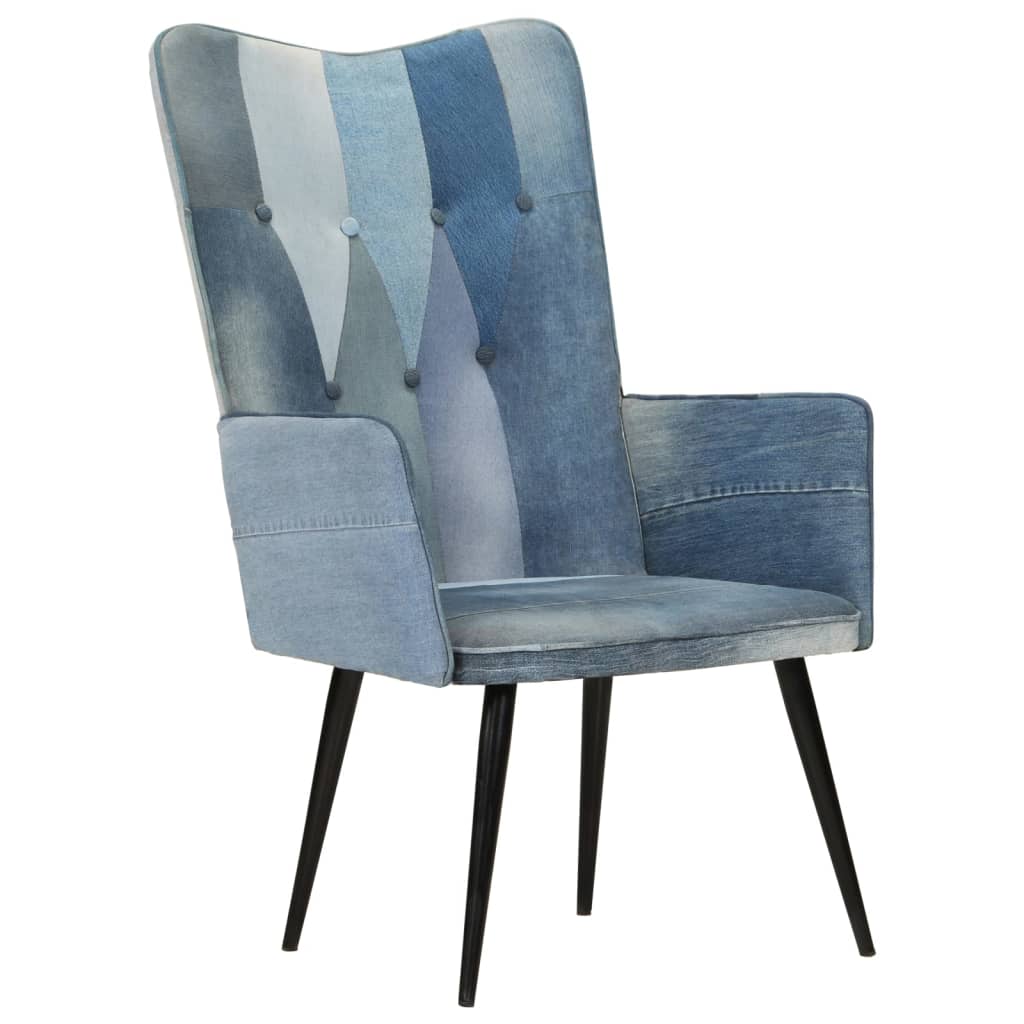 vidaXL atpūtas krēsls, tekstilmozaīkas audums, džinsa dizains