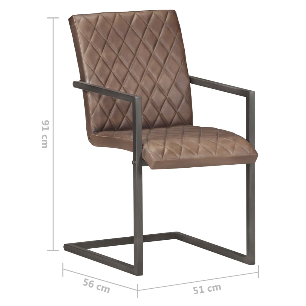 vidaXL konsoles virtuves krēsli, 6 gab., brūna dabīgā āda