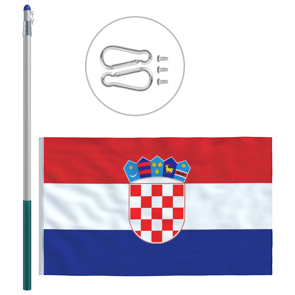 vidaXL Horvātijas karogs un karoga masts, alumīnijs, 6 m