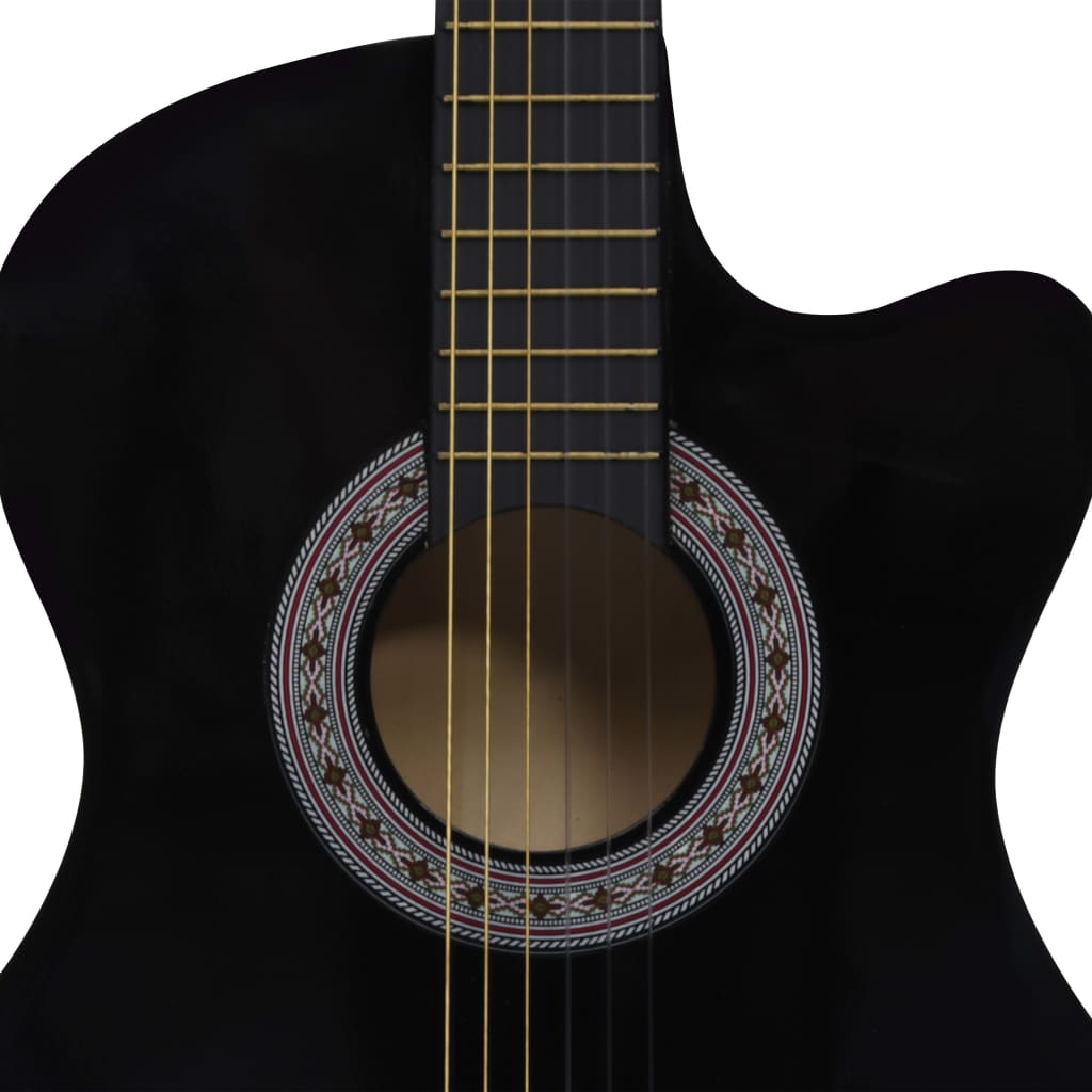vidaXL 12-daļīgs klasiskās ģitāras komplekts, ar 6 stīgām, melns, 38"