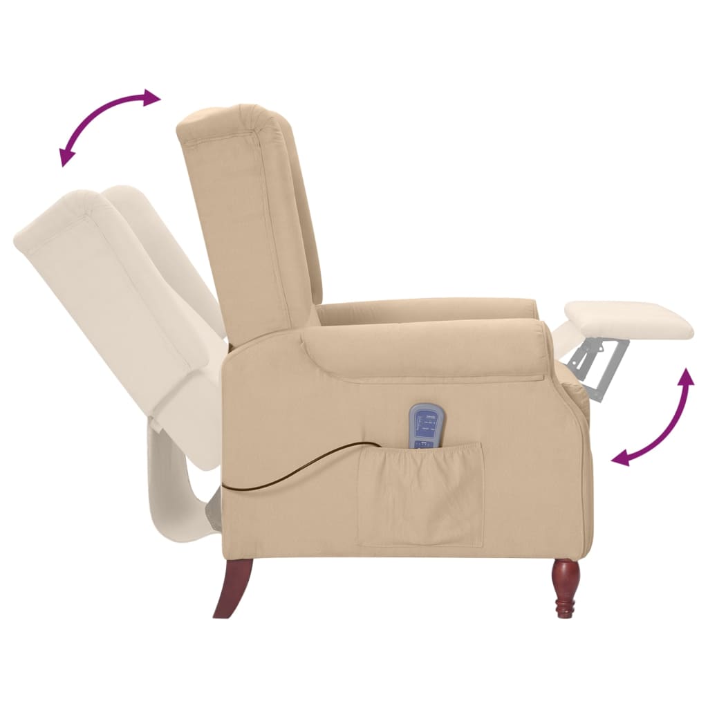 vidaXL masāžas krēsls, atgāžams, pelēkbrūns mikrošķiedras audums