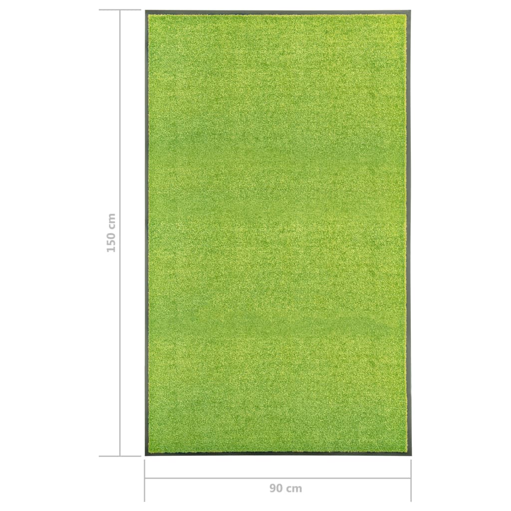 vidaXL durvju paklājs, mazgājams, zaļš, 90x150 cm