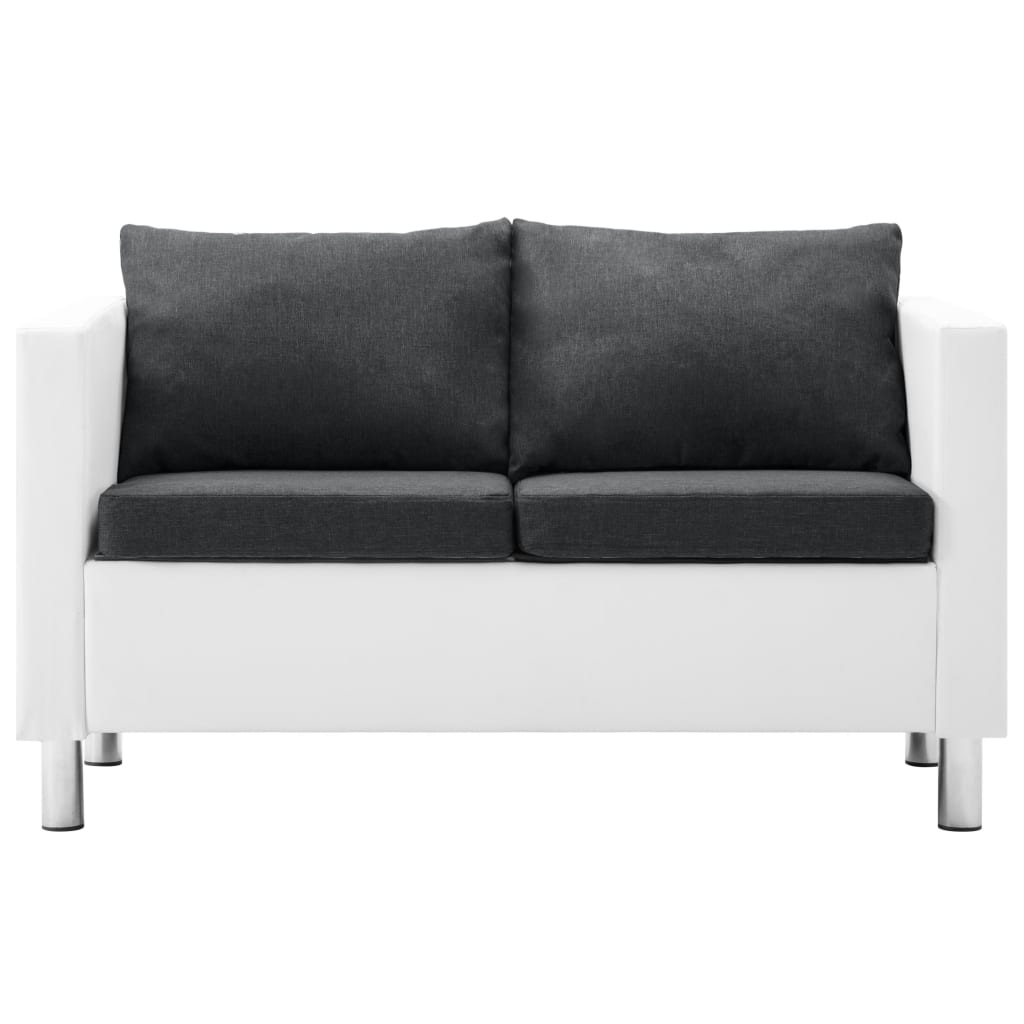 vidaXL dīvāni, 2 gab., balts un tumši pelēks, mākslīgā āda