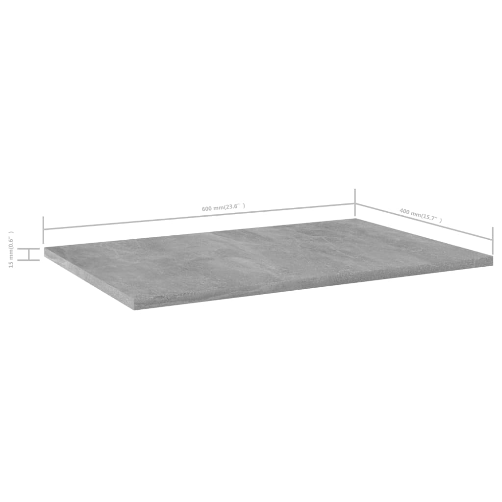 vidaXL plauktu dēļi, 4 gab., betonpelēki, 60x40x1,5 cm, skaidu plāksne