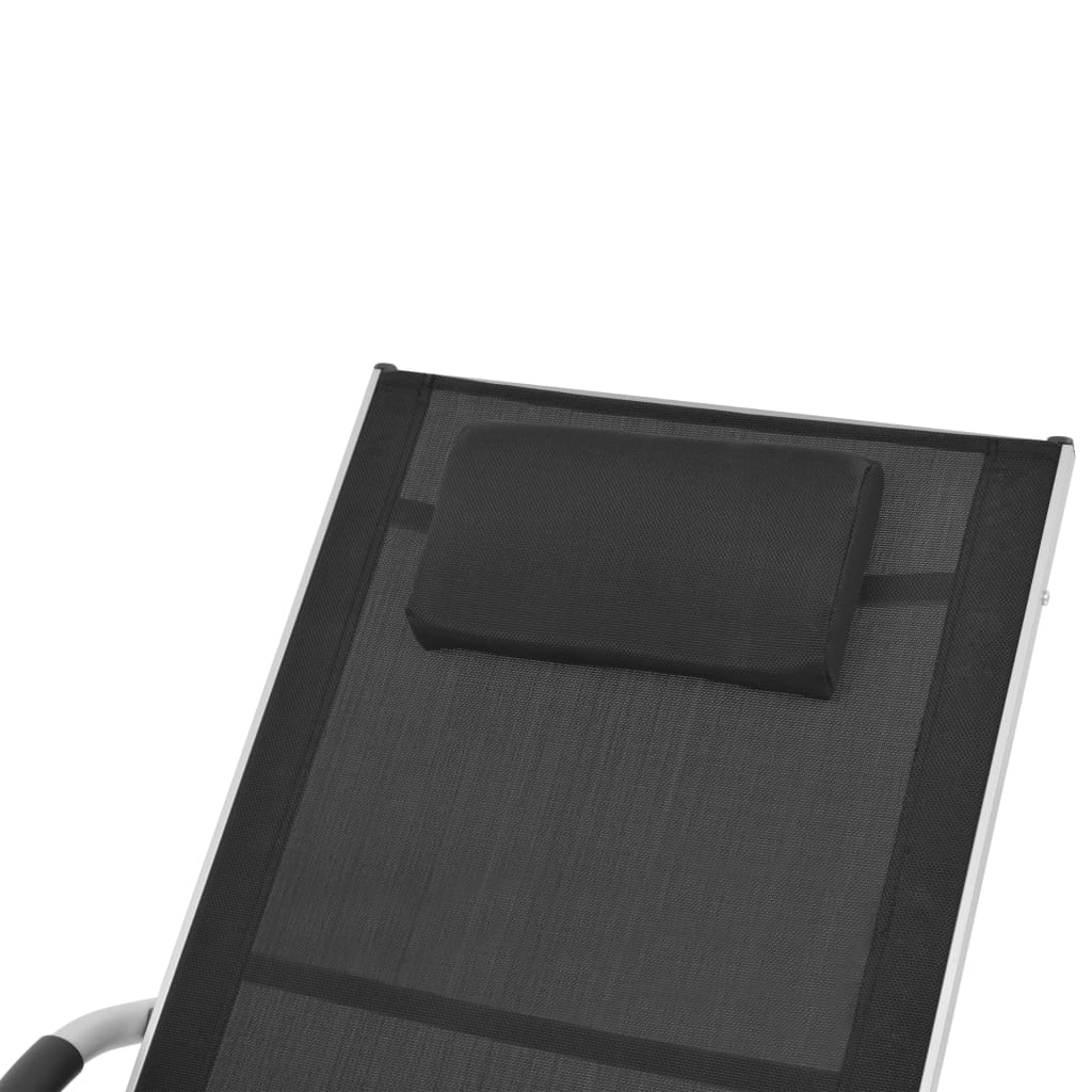 vidaXL sauļošanās zvilnis ar spilvenu, alumīnijs un melns tekstilēns