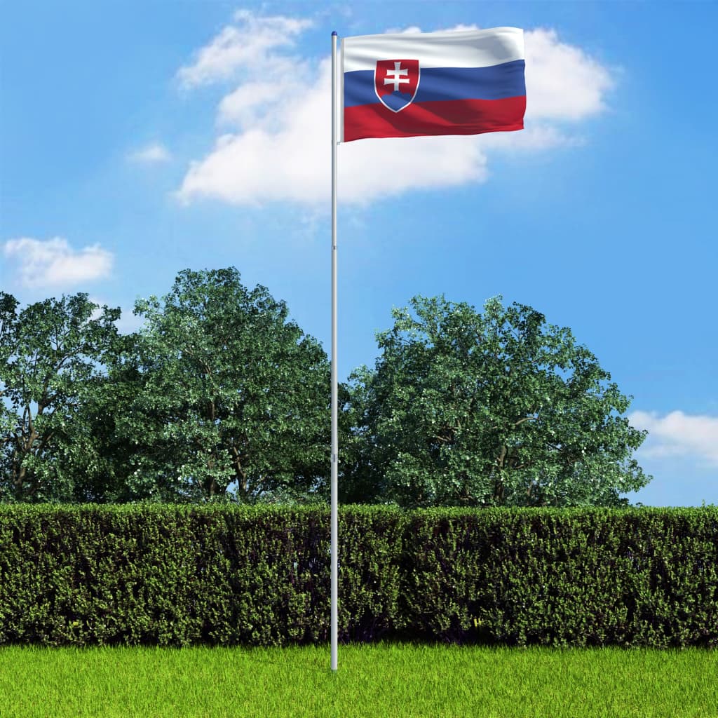 vidaXL Slovākijas karogs un karoga masts, alumīnijs, 6 m