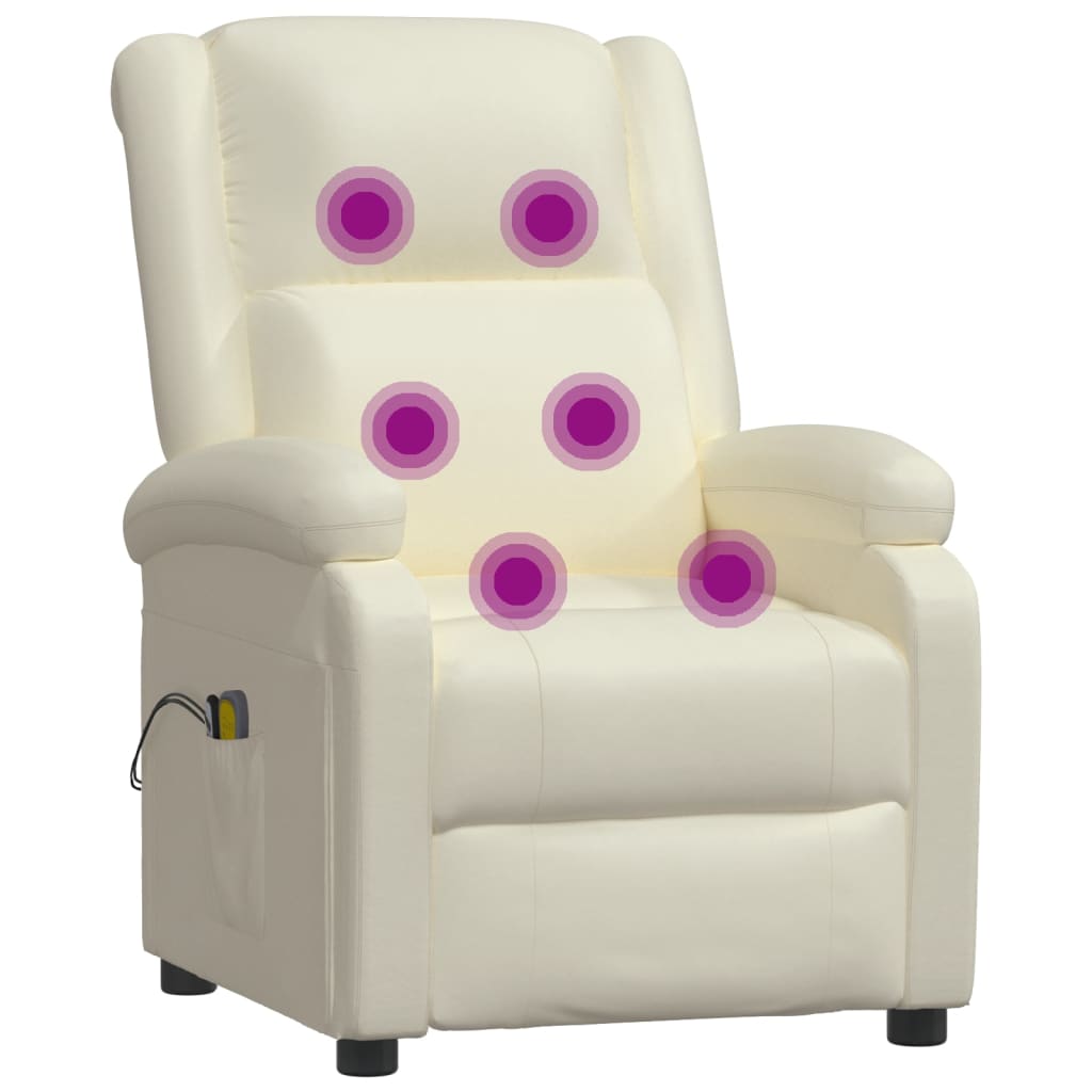 vidaXL elektrisks masāžas krēsls, balta mākslīgā āda
