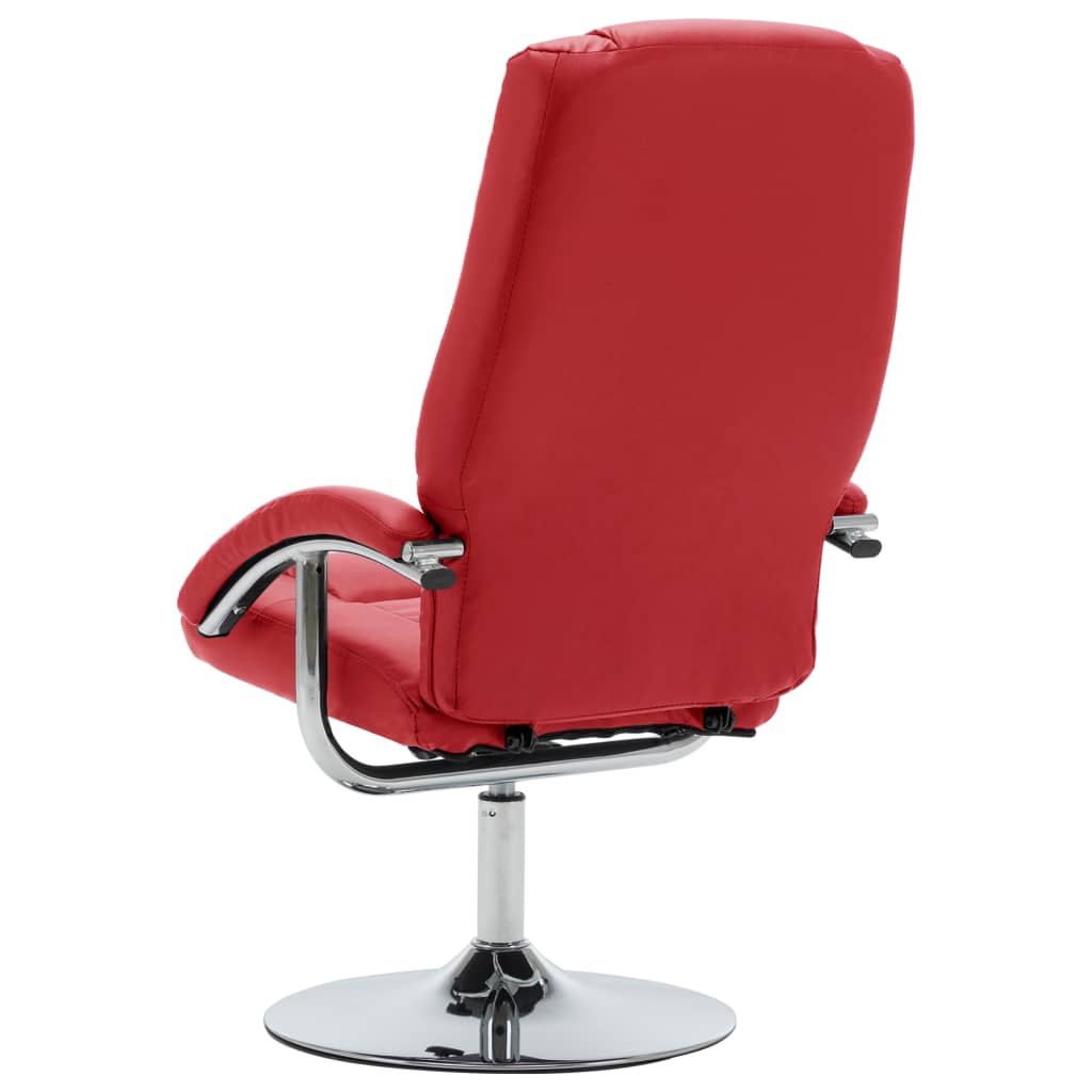 vidaXL atpūtas krēsls ar kāju soliņu, atgāžams, sarkana mākslīgā āda