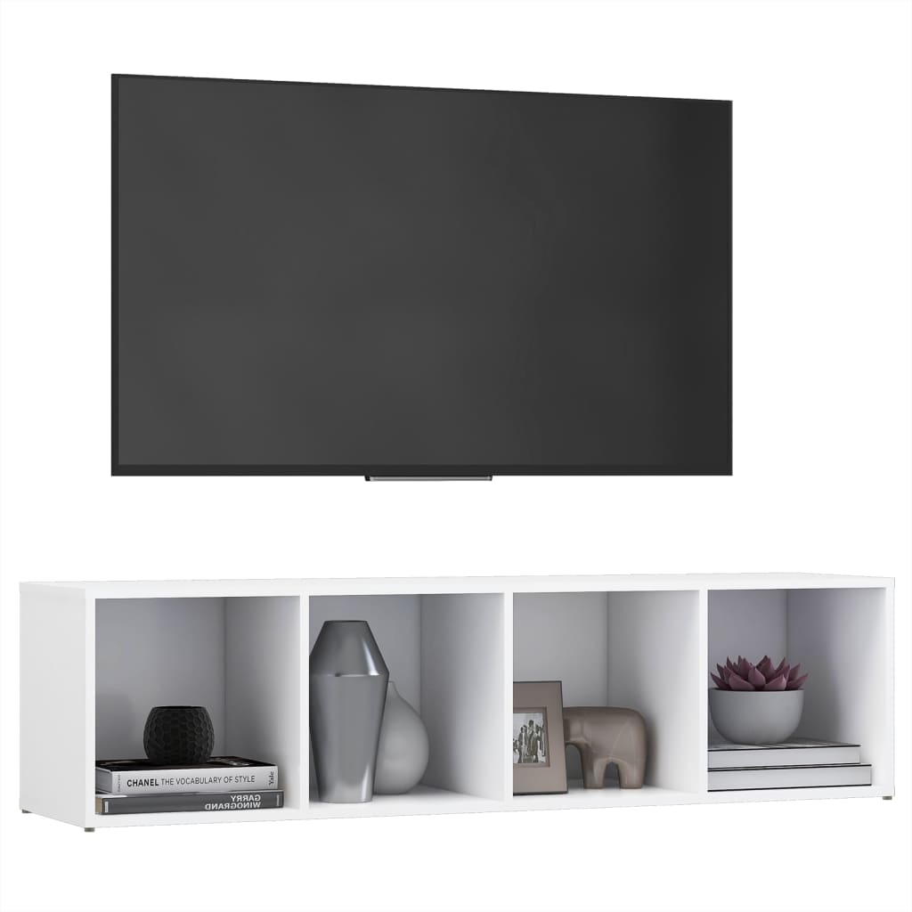 vidaXL TV plaukts, 142,5x35x36,5 cm, balts, skaidu plāksne