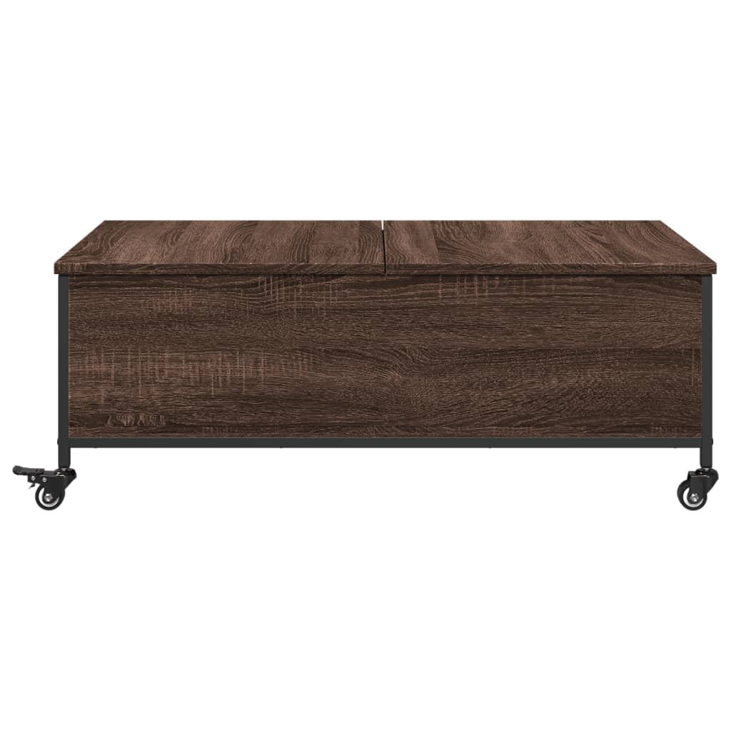 vidaXL kafijas galdiņš ar riteņiem, ozolkoka, 91x55x34 cm, koks