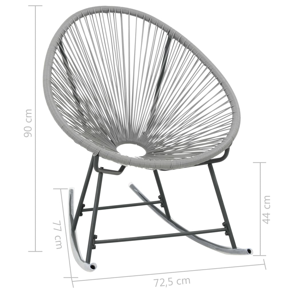 vidaXL dārza šūpuļkrēsls, apaļš, pelēks, PE rotangpalma