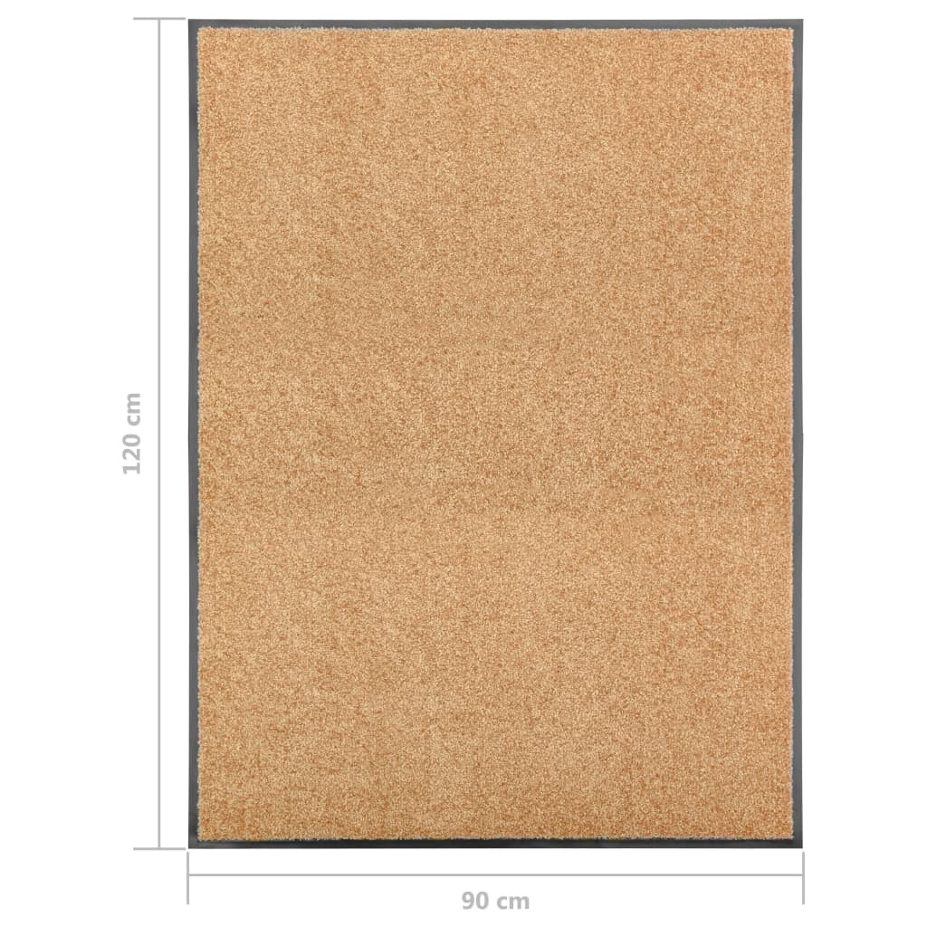 vidaXL durvju paklājs, mazgājams, krēmkrāsā, 90x120 cm