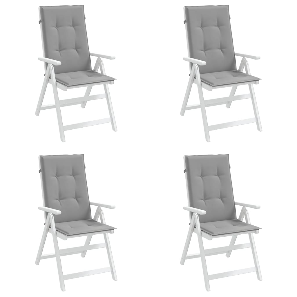 vidaXL dārza krēslu spilveni, 4 gab., pelēki, 120x50x3 cm, audums