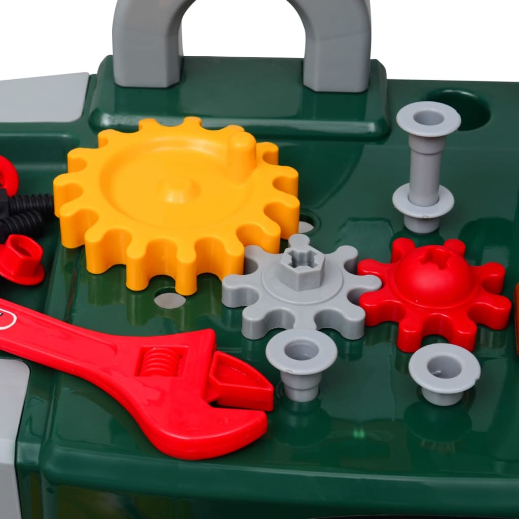 Bērnu rotaļu darba galds ar instrumentiem, zaļa + pelēka krāsa