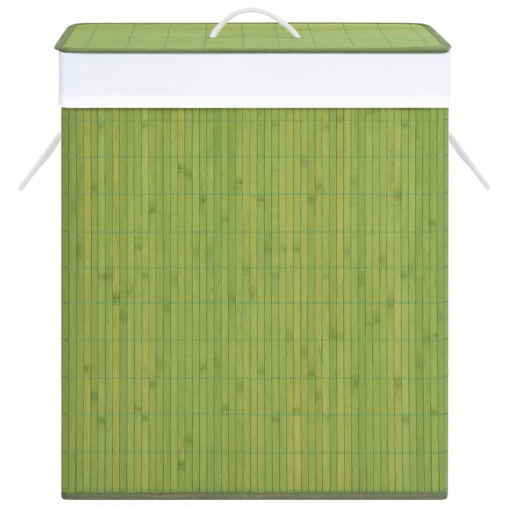 vidaXL veļas grozs ar 1 nodalījumu, bambuss, zaļš, 83 L