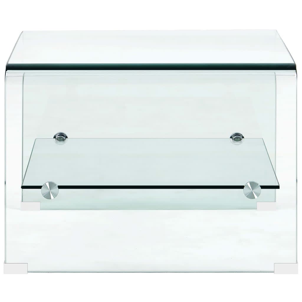 vidaXL kafijas galdiņš, 50x45x33 cm, caurspīdīgs, rūdīts stikls