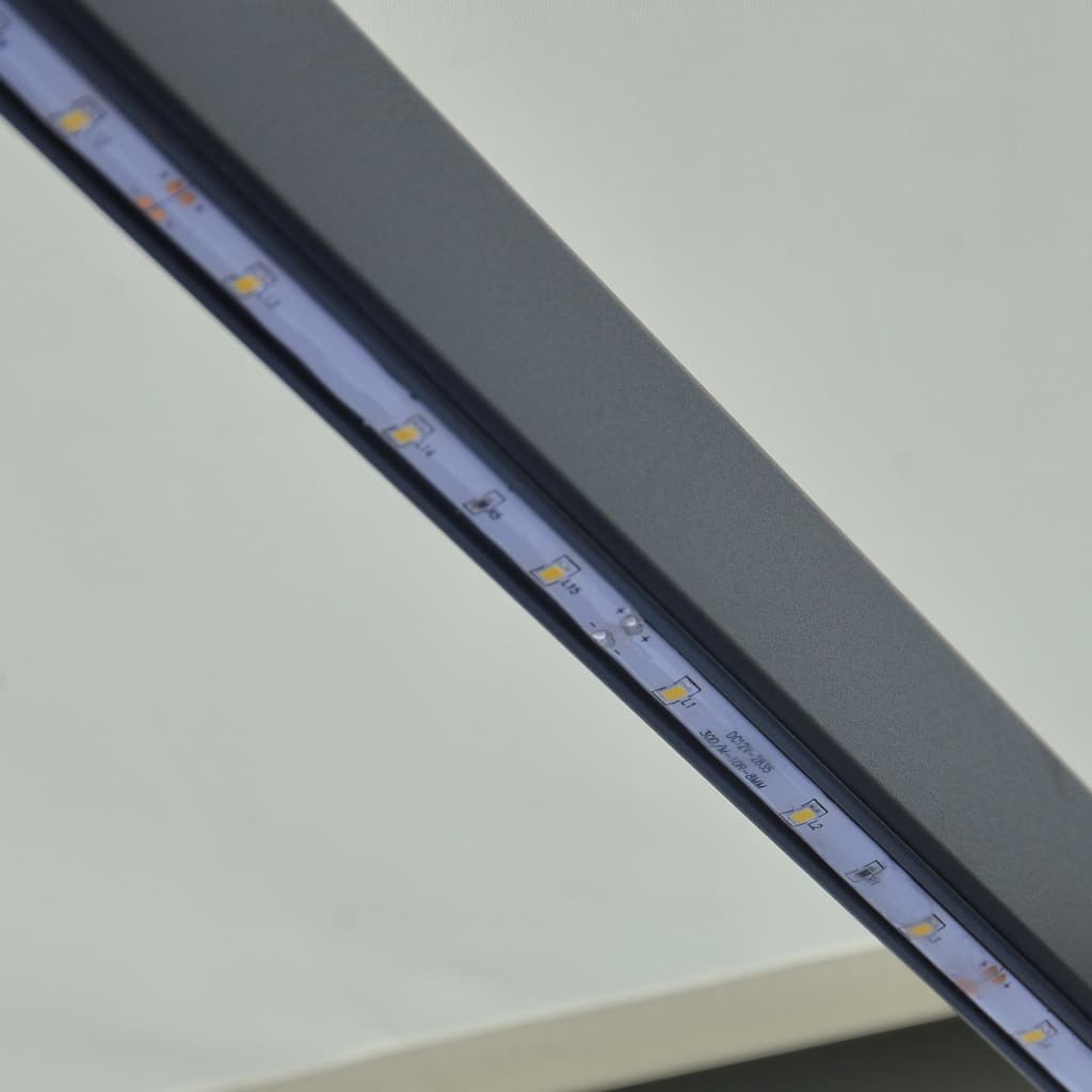 vidaXL izvelkama markīze ar vēja sensoru un LED, krēmkrāsā, 400x300 cm