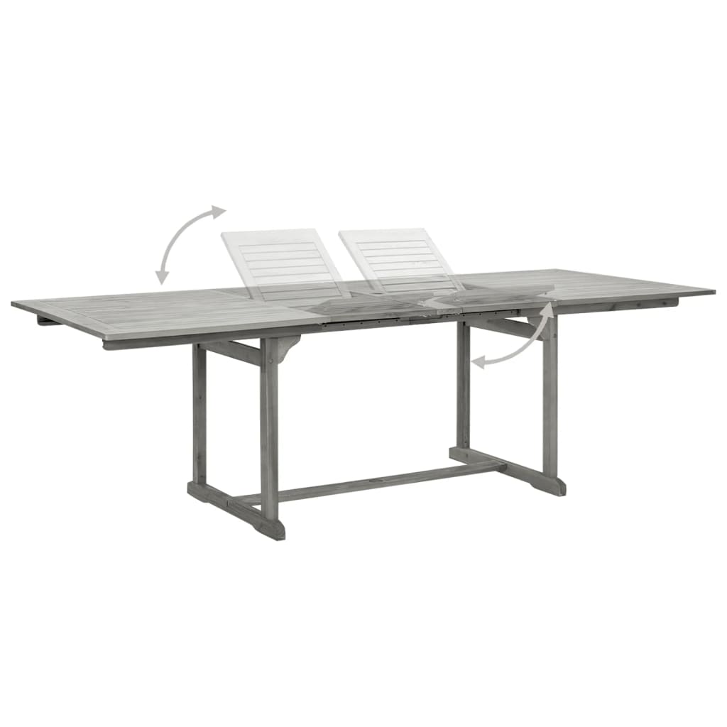 vidaXL dārza galds, (160-240)x100x75 cm, akācijas masīvkoks