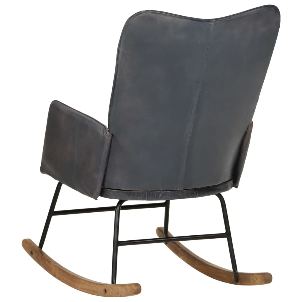 vidaXL šūpuļkrēsls, pelēks, dabīgā āda
