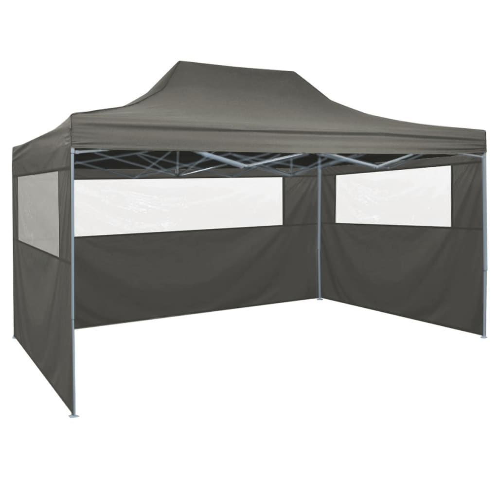 vidaXL saliekama telts ar 4 sānu sienām, antracītpelēka, 3x4,5 m