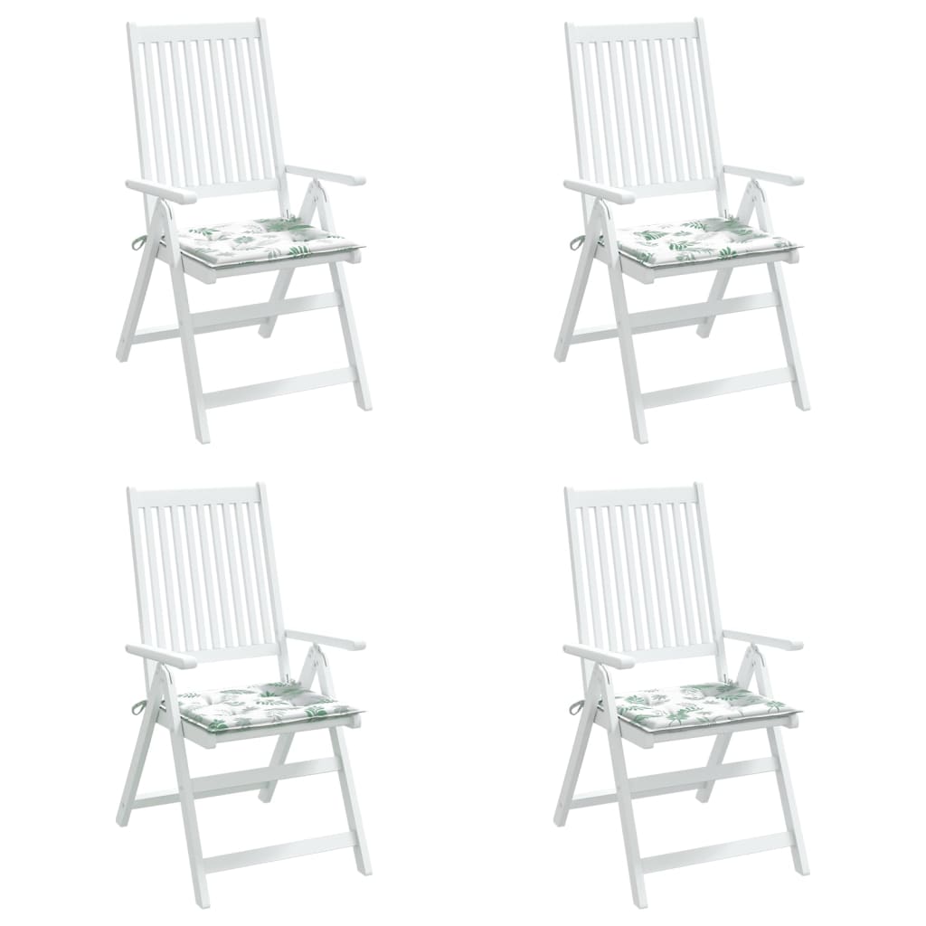 vidaXL dārza krēslu matrači, 4 gab., 40x40x3 cm, audums, lapu apdruka