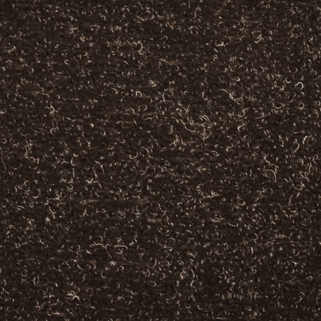 vidaXL kāpņu paklāji, 10 gab., pašlīmējoši, 65x21x4 cm, tumši brūni