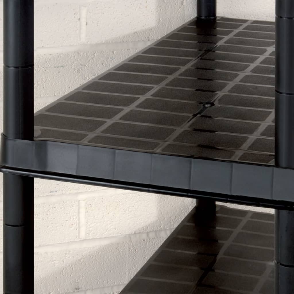 vidaXL 5-līmeņu plaukts, melns, 274,5x45,7x185 cm, plastmasa