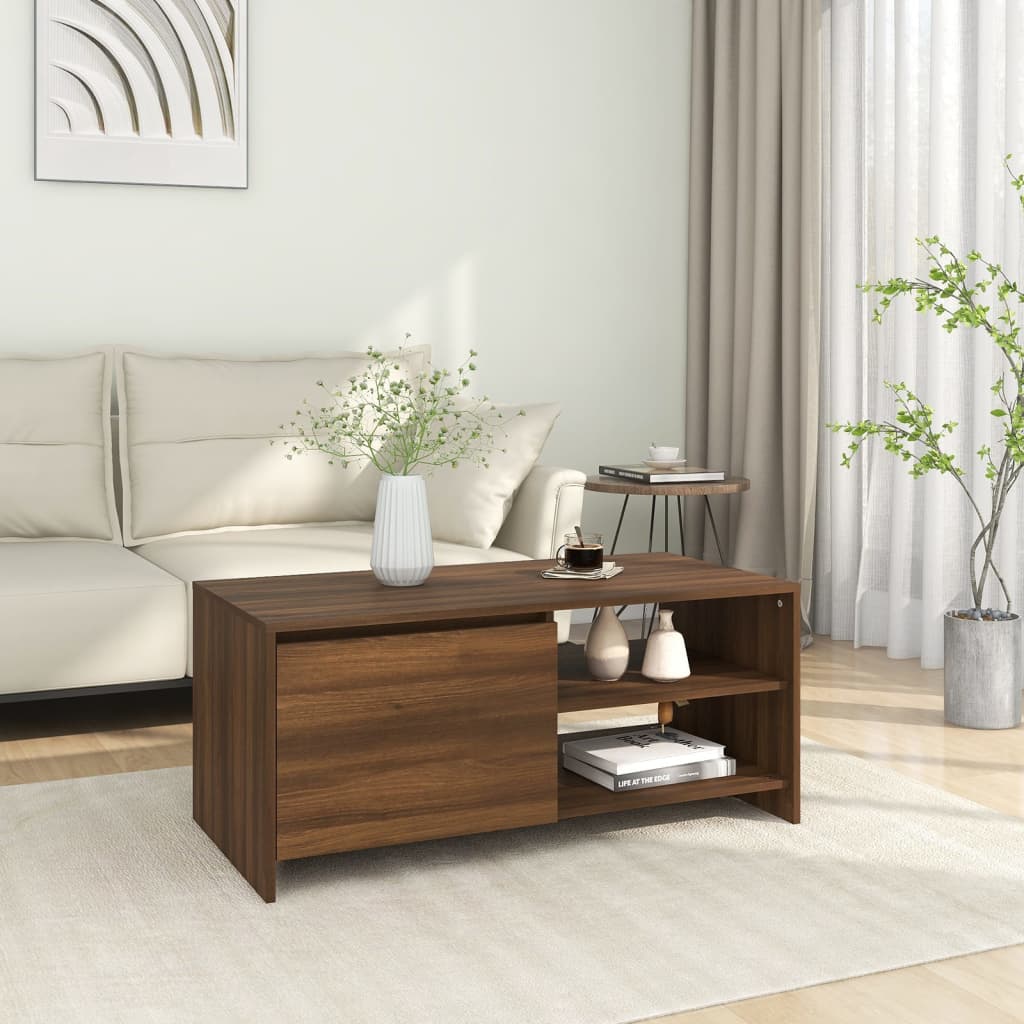 vidaXL kafijas galdiņš, ozola krāsa, 102x50x45 cm, inženierijas koks