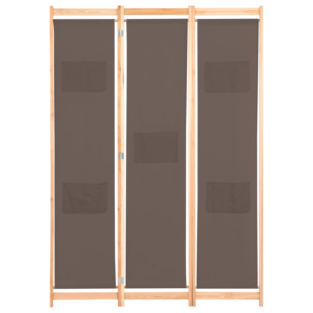 vidaXL 3-paneļu istabas aizslietnis, 120x170x4 cm, brūns audums