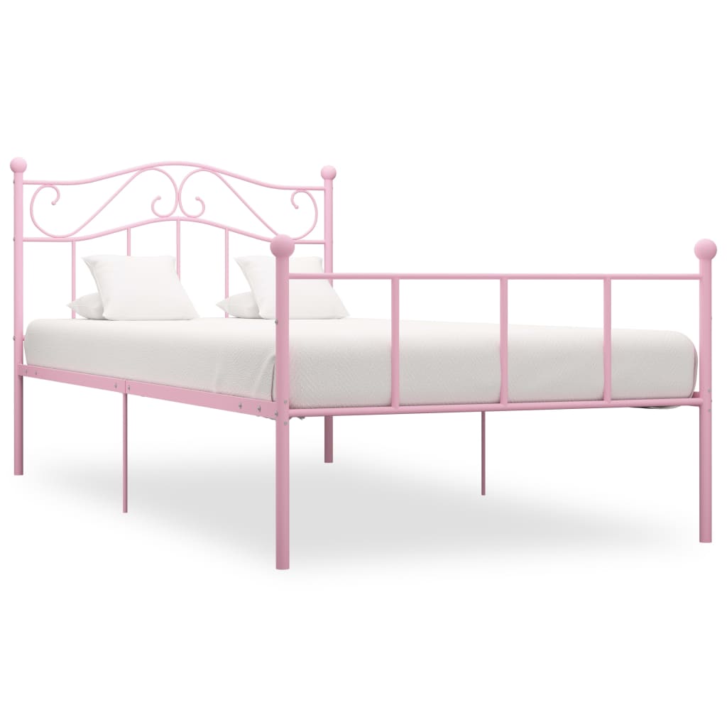 vidaXL gultas rāmis, rozā metāls, 90x200 cm