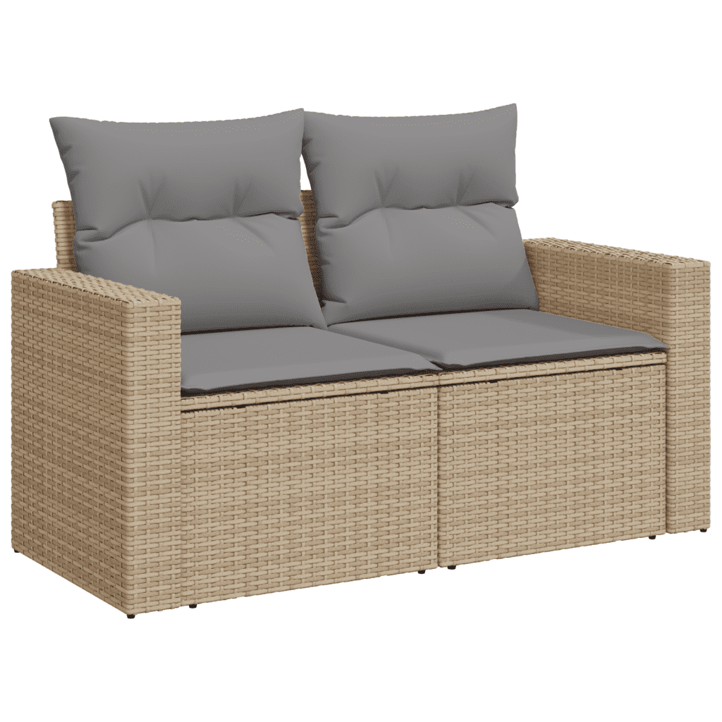 vidaXL 7-daļīgs dārza dīvāna komplekts ar matračiem,PE rotangpalma