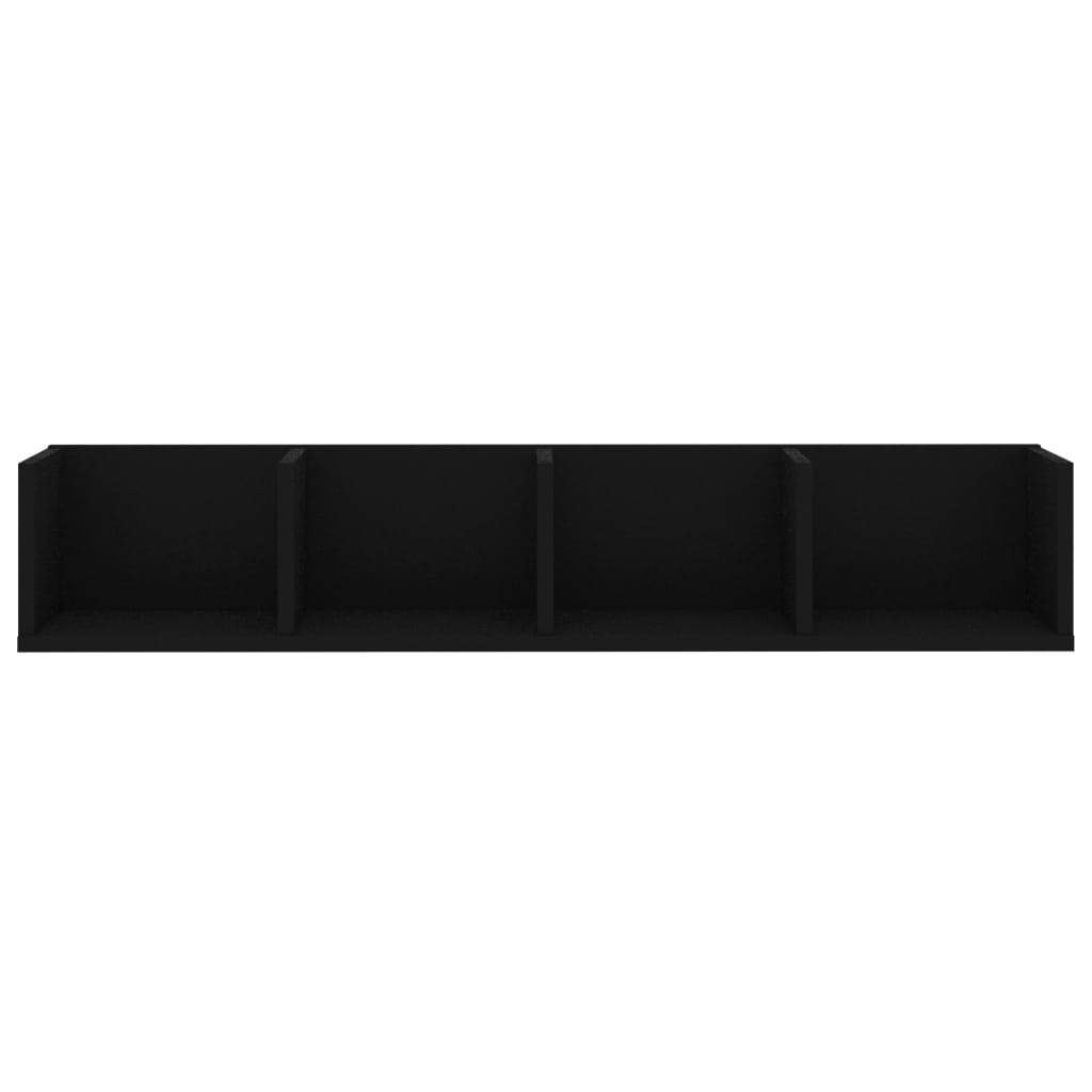 vidaXL CD sienas plaukts, melns, 100x18x18 cm, skaidu plāksne